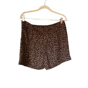 Loft Women Y2K Silky Leopard Print High Waisted Shorts 6 Brown Mob Wife Chic